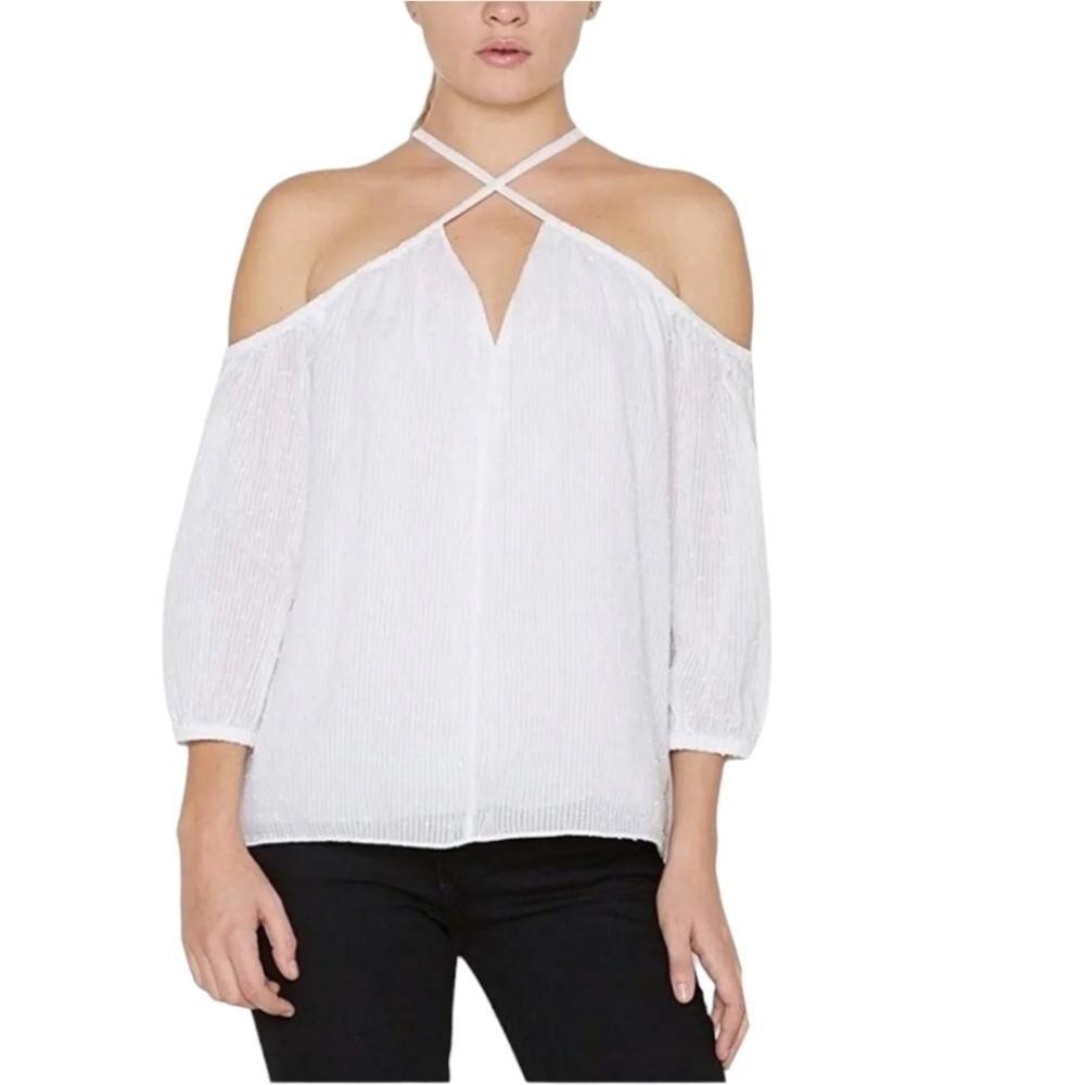 Bailey 44 Electric White Cold Shoulder Top